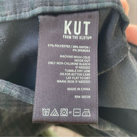 Kut from the Kloth Gray Green Plaid Stretch Skinny Trousers Size 4 - Picture 10 of 11